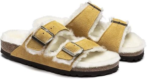 Birkenstock Arizona Shearling 38 Narrow Ochre/Natural in Saudi Arabia