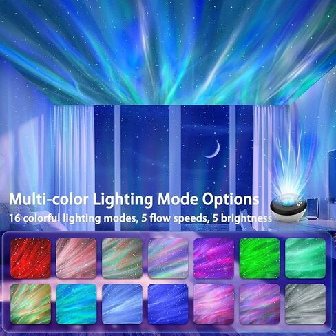 أورورا بروجيكتور سمّاعات بلوتوث/مؤقت/عن بعد الضوضاء البيضاء ليلة ضوء غالاكسي ستار ضوء للسقف غرفة نوم ديكور الاطفال البالغين in Kuwait