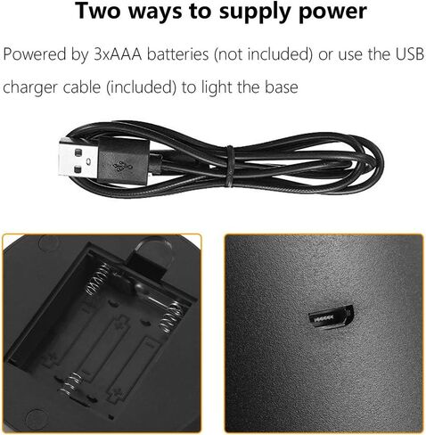 2-Set 3D Night LED Light Lamp Base with Square Acrylic Sheet, Large Size Base Includes Remote Control + USB Cable, 16 Colors Decoration Maison Decorative Lights for Bedroom Child Room (White) in Kuwait