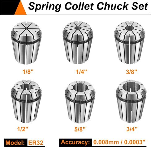 HARFINGTON 6pcs Spring Collet Chuck ER32 1/4" - 5/8" 65Mn Spring Steel Precision Router Collets for CNC Engraving Milling Lathe Tool in Saudi Arabia