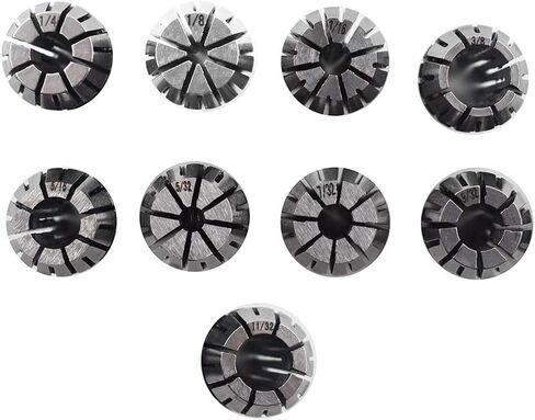 9Pcs ER16 Spring Collet Set 1/8" 5/32" 3/16" 7/32" 1/4" 9/32" 5/16" 11/32" 3/8 " in Saudi Arabia