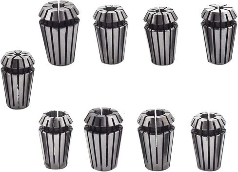 9Pcs ER16 Spring Collet Set 1/8" 5/32" 3/16" 7/32" 1/4" 9/32" 5/16" 11/32" 3/8 " in Saudi Arabia