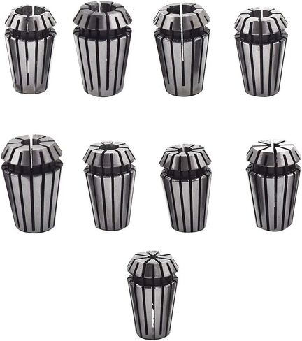 9Pcs ER16 Spring Collet Set 1/8" 5/32" 3/16" 7/32" 1/4" 9/32" 5/16" 11/32" 3/8 " in Saudi Arabia