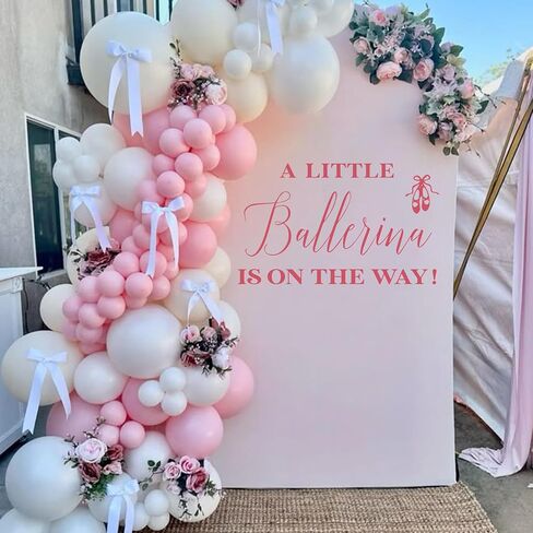 A Little Ballerina Is On The Way Decal - Ballet Princess Theme Baby Shower Decorations, Gender Reveal Ballet Dancer Party Sign, Birthday Balloons Arch Backdrop Photo Props in Saudi Arabia