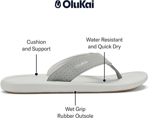OLUKAI Ki'i Men's Beach Sandals, Quick-Dry Flip-Flop Slides, Water Resistant & Lightweight, Compression Molded Footbed & Ultra-Soft Comfort Fit in Saudi Arabia