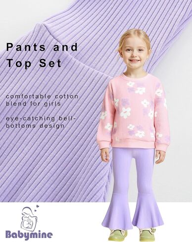 Toddler Baby Girl Clothes Long Sleeve Crewneck Sweatshirt with Bell Bottom Pants Spring Fall Winter Outfits in Saudi Arabia