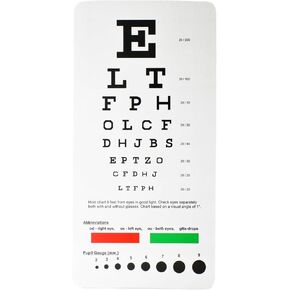 Pocket Eye Chart, 2 in 1 Snellen Eye Chart, Pocket Eye Chart, Handheld Double Sided Plastic Eye Chart for Eye Exams