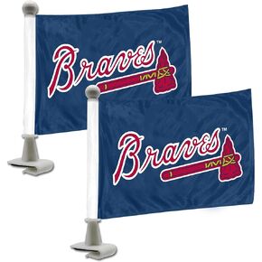 FANMATS 61839 Atlanta Braves Ambassador Car Flags - 2 Pack Mini Auto Flags, 4in X 6in, Perfect for Hood or Trunk
