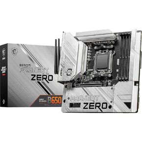 MSI B650M Project Zero Gaming Motherboard (Supports AMD Ryzen 7000 Series Processors, AM5, DDR5, PCIe 4.0, M.2 Slots, SATA 6Gb/s, USB 3.2 Gen 2, HDMI/DP, Wi-Fi 6E, 2.5Gbps LAN, mATX)