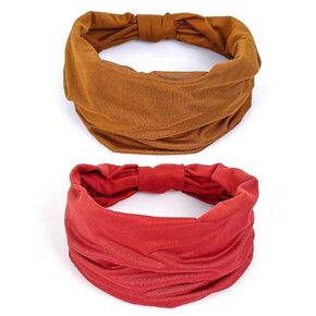 GILI 6 Pack Wide Headbands for Women Non Slip Soft Elastic Hair Bands Yoga Running Sports Workout Gym Head Wraps, Knotted Cotton Cloth African Turbans Bandana (with 6 Pcs Hair Ties)