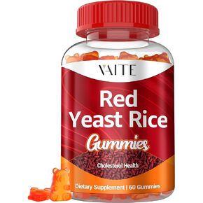 VAITE أرز الخميرة الحمراء مع Coq10 Gummies - 1200 مجم RYR مكمل عضوي مع الإنزيم المساعد Q10 Monacolin K لارتفاع نسبة الكوليسترول وغير معدل وراثيًا وخالي من السيترينين، مضغ عشبي نباتي 60 قطعة in Kuwait