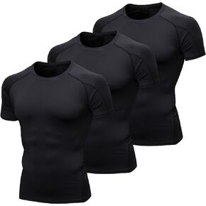 YUSHOW Mens Compression Shirts Short Sleeve Quick Dry for Workout Running Athletic Base Layer Moisture Wicking