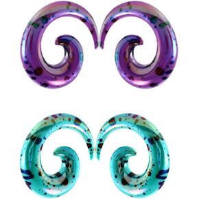 Acrylic Spiral Snail Ear Tapers Plugs Tunnels Expander Gauges Twist Earrings Stretching Hanger Body Piercings Jewelry 2 Pairs Set Purple Green Color Y2K Jewelry