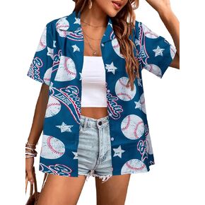 قميص البيسبول للنساء | تيشيرتات جرافيك البيسبول، قمصان أمي البيسبول، تي شيرت يوم اللعبة، بلوزات غير رسمية in Kuwait