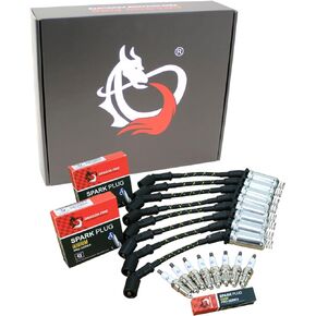 DRAGON FIRE PERFORMANCE Power Pack Iridium Spark Plugs and Low Ohm Spark Plug Wires Compatible With 2015-2020 Buick Chevrolet GMC Cadillac Pontiac Hummer LS V8 Oem Fit Kit-1181