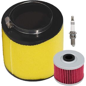 HIFROM ATV Air Filter Element Cleaner with Oil Filter Spark Plug Tune Up kit Replacement for Honda Foreman Fourtrax 300 400 450 TRX300 TRX400FW TRX450S Replace 17254-HC5-900 15412-HM5-A10