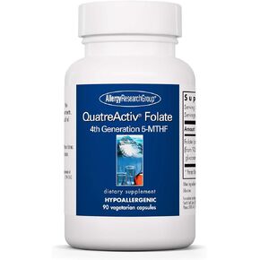 Allergy Research Group QuatreActiv Folate Supplement - Methylfolate, 5-MTHF, Methylation Support, Quatrefolic, Vegetarian Capsules - 90 Count