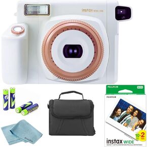 FUJIFILM Instant Wide 300 Instant Film Camera (Toffee) + 1 Twin Pack Wide Instant Film + Camera Case + 4 AA Battery Pack + BluebirdSales Microfiber Cleaning Cloth in Kuwait