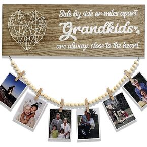 Grandma Gifts Photo Holder, Mothers Day Gifts for Grandma from Granddaughter and Grandson, Grandkids Picture Frame Birthday Christmas Nana Gigi Gifts, Hanging Display Card Holder