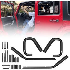 NO Block Sunvisor - Sulythw Front & Rear Jeep Grab Handles, Black Aluminum & Rubber Grab Handles for 2007-2018 Jeep Wrangler JK JKU, Jeep Wrangler JK Grab Handles 4 Door Kit