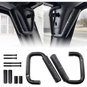MEALAM Front Grab Handle Kit Aluminum Alloy Grab Bar for 2007-2018 Jeep Wrangler JK JKU Rubicon Sport Sahara (Black)