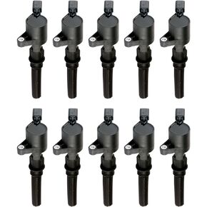MAS Set of 10 Ignition Coils Pack Compatible with Ford Super Duty E350 E450 F250 F350 F450 F550 F53 Excursion 6.8L V10 Replacement For 3W7Z-12029-AA DG508