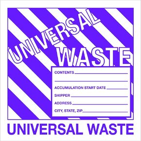 Tape Logic TLDL1303 Labels, Universal Waste", 6" x 6", Purple/White, 1 Roll of 500 Labels