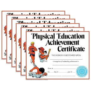 Hayes Physical Education Certificates, Gym Class Recognition Awards for Students, Customizable Awards, Full-Color Matte Finish, 8.5" x 11" - 30 Pack