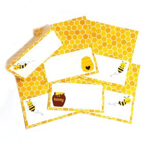 Bee Place Tent Cards by Adore By Nat - Party Buffet Food Label or Sign Decoration - Set of 12