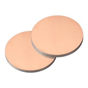 uxcell Pure Copper Sheet, 2pcs 1 3/16" x 0.16" 6 Gauge T2 Copper Metal Round Plate for Crafts, Electrical Repairs