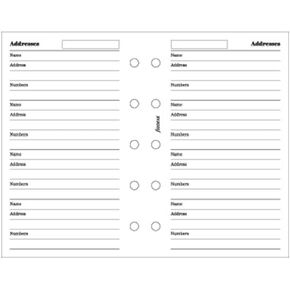 Filofax Mini Name/Address/Phone Sheets Binder (B510201)