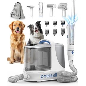 oneisall Dog Grooming Vacuum & Dog Grooming Kit, 3L Dust Cup Pet Grooming Vacuum with Dog Clippers 5 Grooming Tools for Shedding, 13000Pa Powerful Dog Hair Vacuum Low Noise, 3 Suction Levels, BM3