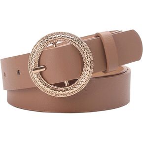 FACITE Belts for Women Black Leather Belt Women Trendy Womens Belts Jeans Soft Ladies Waist Belts Adjustable Size Up to 38"