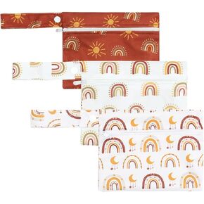 KKTAPOS Wet Dry Bags for Baby Cloth Diapers - Waterproof Reusable Washable Travel Bags, Gym Bag, Pool, Daycare Soiled Baby Items Yoga Gym Bag for Swimsuits & Wet Clothes 3 pcs/set Mini Size (Sun) in Kuwait