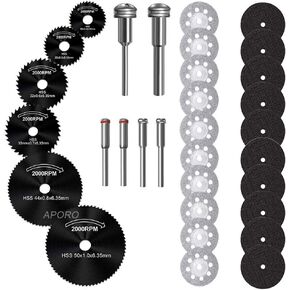 32 قطعة. مجموعة ملحقات أدوات دوارة لـ Dremel، عجلة قطع معززة بالألياف الزجاجية مقاس 1-1/4 بوصة، أقراص قطع دوارة ماسية مقاس 7/8 بوصة وشفرة منشار صغيرة مع 48 سن قطع in Kuwait