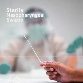 Sterile Nasopharyngeal Swabs - Pack of 100 Flocked Nasal Swabs for Sampling, 80 mm Break Point, Nylon Flocking Tip, White