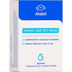 ATAKIT-Instant Lead Test Swabs-Rapid Lead Surface Test Kit (30 pcs)-Independently Sealable Packaging for 3 Pouches x 10 Swabs per Box-Use on Housepaint Results in 20 Seconds-Just dip in Water to Use