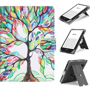 HoYiXi Universal Case Compatible with 6"-6.8" Kobo/Pocketbook/Tolino E-Book eReader Kindle Paperwhite/Kobo Clara HD/Kobo Clara 2E Leather Stand Cover for 6-6.8'' E-Book eReader,Flower