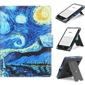 حافظة HoYiXi العالمية متوافقة مع Kobo/Pocketbook/Tolino E-Book eReader Kindle Paperwhite/Kobo Clara HD/Kobo Clara 2E غطاء حامل جلدي لقارئ الكتب الإلكترونية مقاس 6-6.8 بوصة، زهرة