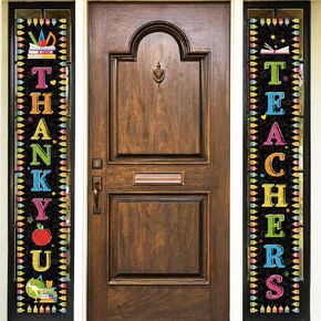 Thank You Teachers Classroom Door Banner Teache Appreciation Week Day Porch Bulletin Board Wall Hanging Sign Party Decoration