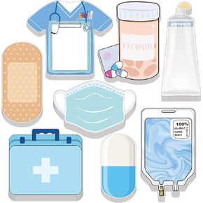 8 Pack Mini Funny Nurse Sticky Notes Nursing Student Essentials School Gifts Stationary Sticky Notes Booklet Self Stick Pads for Hospital School Supplies
