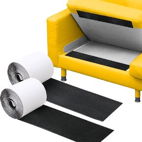 4 Inch x 20 Feet Hook and Loop Tape Roll with Heavy Duty Adhesive - Keep Couch Cushions from Sliding, Anti Slip Rug Gripper, Wall Adhesive Strips, No Punching Wall Mounting - Black