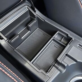 صينية تنظيم وحدة التحكم المركزية JKCOVER متوافقة مع 2017-2022 2023 Subaru Impreza و2018-2022 2023 Subaru Crosstrek، ملحقات صندوق تخزين مسند الذراع من مادة ABS، مع زخرفة مطاطية سوداء