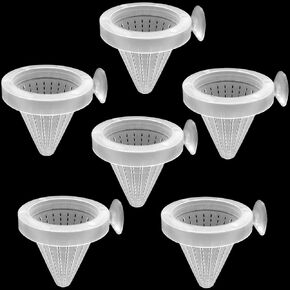 Bilindasly 6PCS Aquarium Live Red Worm Feeding Cone Cup Plastic Frozen Brine Shrimp Fish Feeder for Aquarium Tank with Suckers, White,Red