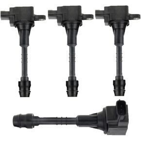 YHTAUTO Set of 4 Ignition Coil Packs Replacement for Nissan Sentra 2002-2006, Almera 2001-2005 I4 1.8L, Replace 22448-6N000