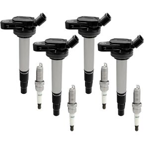 4pcs Ignition Coil Pack UF596 and Iridium Spark Plugs 93501 Compatible with Toyota CT200h Corolla Matrix Prius Prius Plug-In Prius V Lexus CT200h Scion xD 1.8L L4, Replaces# 90919-02258
