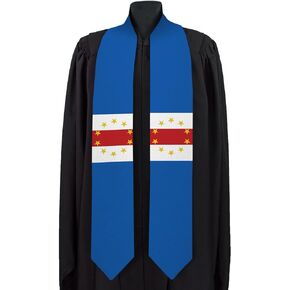 Dheeraja Cape Verde Graduation Sash National Flag Graduation Sash/Stole International Study Abroad Adult Unisex Country Flag Graduation Sash (Cape Verde)