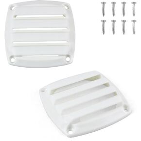 Marine Boat Vent 3 inch,Louvered Flush Plastic Thru Vent,Nylon Louvered Vents,Boat Marine Hull Grill Cover Replacement Part for Boats RVs,Include Screws
