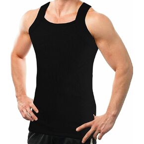 AC BASICS 2-4 Packs Men's G-Unit Style Cotton Tank Tops Square Cut Muscle Rib A-Shirts