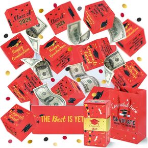 هدايا التخرج - صندوق نقود التخرج فئة 2024 - صندوق هدايا مفاجئة للنقود مع قصاصات ورق لمرحلة ما قبل المدرسة الثانوية والجامعات والبنات والأولاد مستلزمات هدايا حفلات التخرج in Kuwait